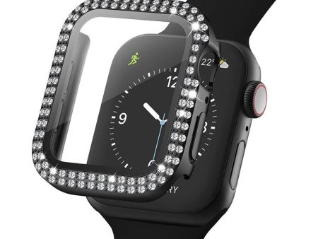 Apple Watch (44mm) Hårdt Plast Case m. Indbygget Skærmbeskyttelse - Sort & Rhinsten Fashion