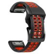 Universal Garmin Dobbelt-hullet Silikone Rem (26mm QuickFit) - Sort   Rød Supply