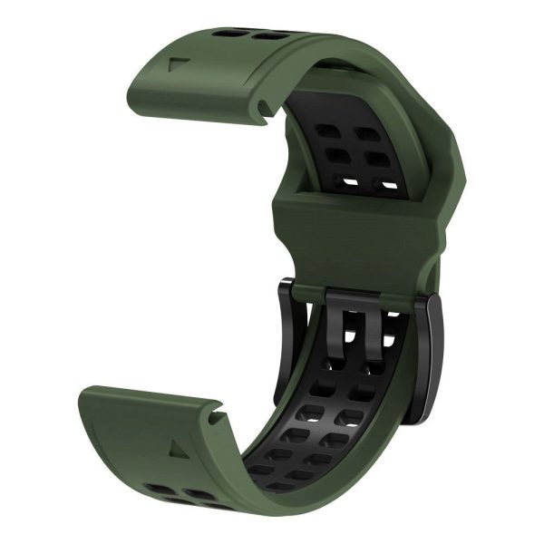 Universal Garmin Dobbelt-hullet Silikone Rem (26mm QuickFit) - Militær Grøn   Sort Online Hot Sale