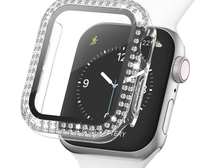 Apple Watch (44mm) Hårdt Plast Case m. Indbygget Skærmbeskyttelse - Gennemsigtig & Rhinsten Cheap