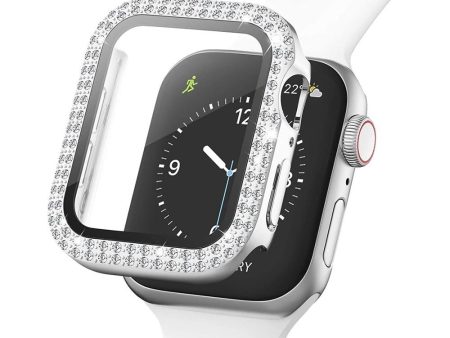 Apple Watch (40mm) Hårdt Plast Case m. Indbygget Skærmbeskyttelse - Sølv & Rhinsten on Sale