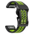 Universal Garmin Dobbelt-hullet Silikone Rem (26mm QuickFit) - Sort   Grøn For Sale