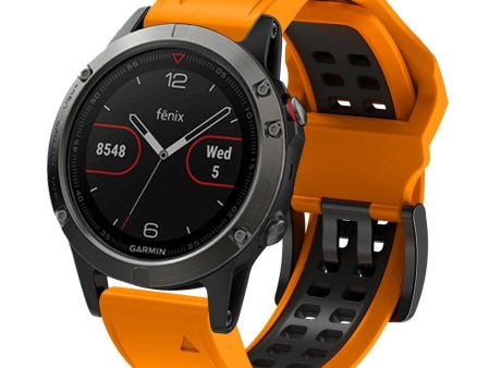 Universal Garmin Dobbelt-hullet Silikone Rem (26mm QuickFit) - Orange   Sort Sale