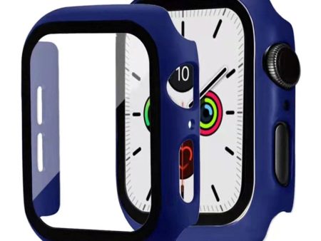 Apple Watch 9 8 7 (45mm) Hård Plast Cover m. Indbygget Skærmbeskyttelse - Mørkeblå Fashion