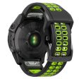 Universal Garmin Dobbelt-hullet Silikone Rem (26mm QuickFit) - Sort   Grøn For Sale