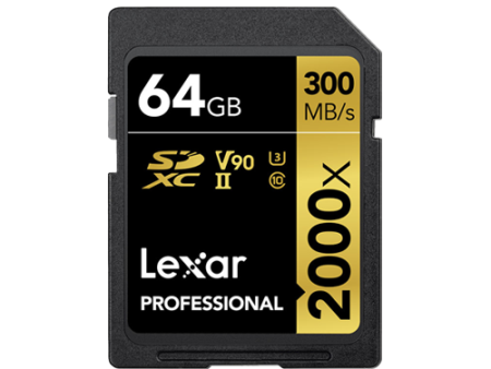 Lexar Professional 2000x 64GB SDXC UHS-II V90 U3 Card (R300 W260MBS) Supply