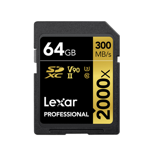 Lexar Professional 2000x 64GB SDXC UHS-II V90 U3 Card (R300 W260MBS) Supply