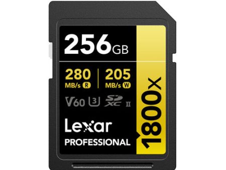 Lexar Professional 1800x 256GB SDXC UHS-II, U3, Gold Series Fashion