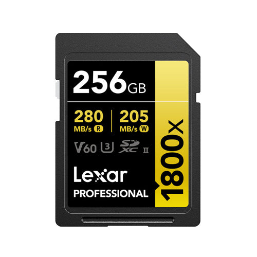 Lexar Professional 1800x 256GB SDXC UHS-II, U3, Gold Series Fashion