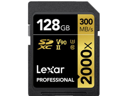 Lexar Professional 2000x 128GB SDXC UHS-II V90 U3 Card (R300 W260MBS) For Sale