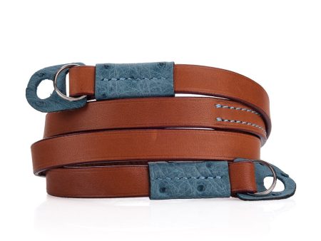 Arte di Mano Comodo Neck Strap, 95cm - Novonappa Tan with Ostrich Sky Blue Accents Sale