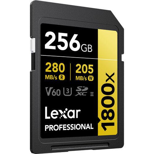 Lexar Professional 1800x 256GB SDXC UHS-II, U3, Gold Series Fashion