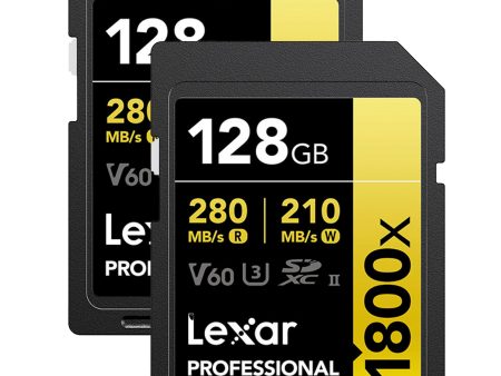 Lexar Professional 1800x 128GB SDXC UHS-II, U3 Gold (2-Pack) Discount